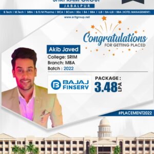 Shri Ram Group congratulates Akib Javed (MBA) for getting placed in Bajaj Finserv