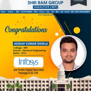 Shri Ram Group congratulates Akshay Kumar Shukla for getting placed in Infosys