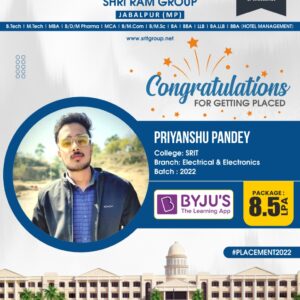 Shri Ram Group congratulates Priyanshu Pandey for getting placed at BYJU’S