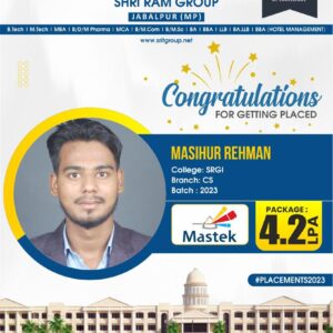 Placement 2023 : Congratulations Masihur Rehman for getting placed in Mastek