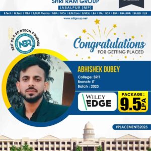 Placement 2023 : Congratulations Abhishek Dubey for getting placed in Wiley Edge
