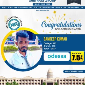 Placement 2023 : Congratulations Sandeep Kumar for getting placed in odessa