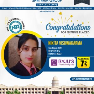 Placement 2023 : Congratulations Nikita Shrivastava for getting placed in BYJU’s