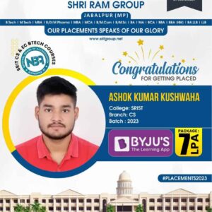 Placement 2023 : Congratulations Ashok Kumar Kushwaha for getting placed in BYJU’s